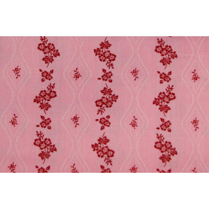 10cm Dirndlstoff (Trachtensatin aus EU-Produktion) Blumenstreif Farbe Rot auf Rosa (Grundpreis 21,00/m)